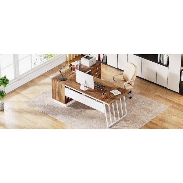 TRIBESIGNS WAY TO ORIGIN Halsey 71 in. L-Shaped Brown White