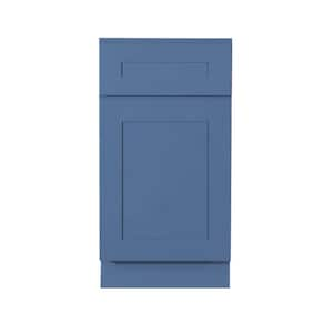 Lancaster Shaker Assembled 18 in. x 34.5 in. x 24 in. Waste Basket Base Cabinet with 1 Drawer in Ocean Blue