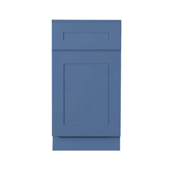 Lancaster Shaker Assembled 18 in. x 34.5 in. x 24 in. Waste Basket Base Cabinet with 1 Drawer in Ocean Blue