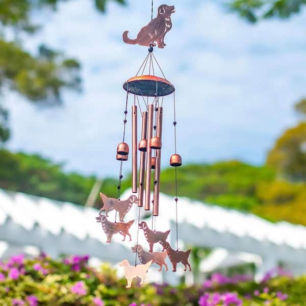 5 in. x 34 in. Metal Golden Retriever Dog Wind Chime for Outside