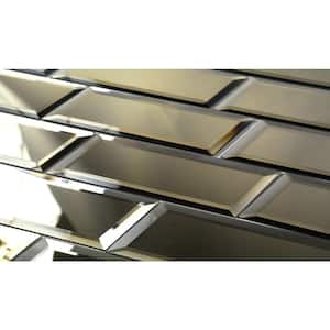 Reflections Gold 3 in. x 12 in. Beveled Glass Mirror Peel and Stick Subway Tile (16.5 sq. ft./Case)