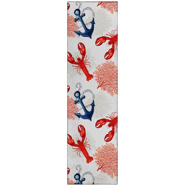 Harpswell Ivory 2 ft. 3 in. x 7 ft. 6 in. Geometric Indoor/Outdoor Area Rug