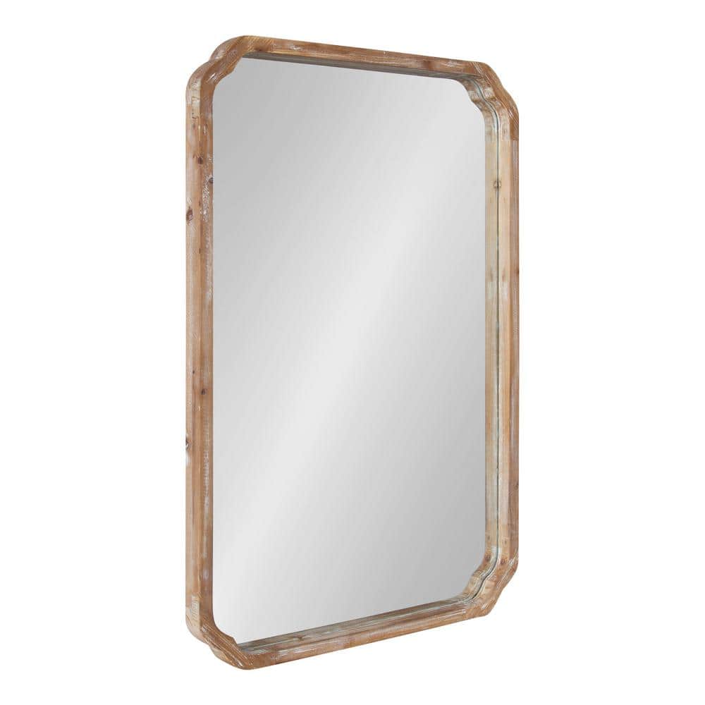 Kate and Laurel Marston 36 in. x 24 in. Rustic Rectangle Rustic Brown  Framed Decorative Wall Mirror 221105 The Home Depot