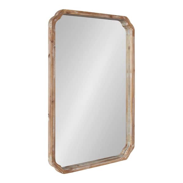 Kate and Laurel Marston 36 in. x 24 in. Rustic Rectangle Rustic Brown Framed Decorative Wall Mirror