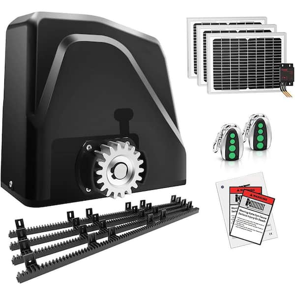Unbranded Solar Sliding Gate Opener Rack Drive Automatic Gate Motor for Heavy Slide Gates Up to 2600 lbs. Remote Control