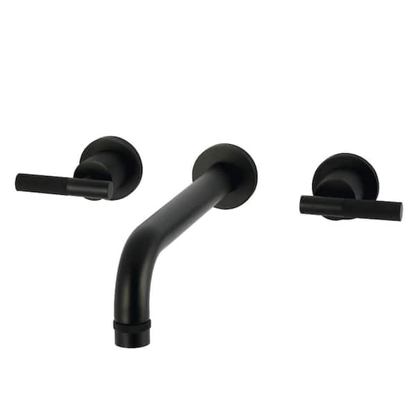 Convergent 2-Handle Wall Mount Roman Tub Faucet in Matte Black