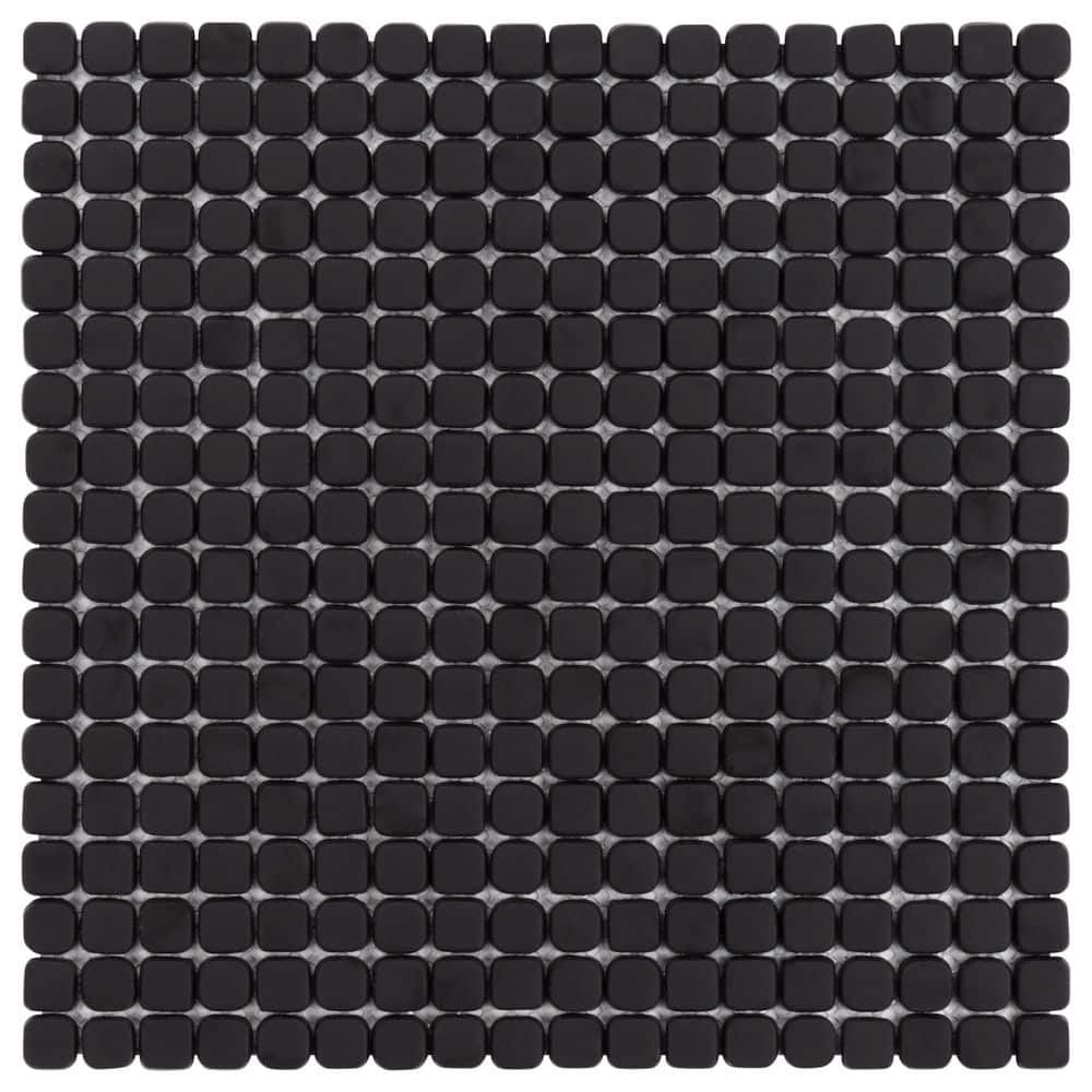 Nova Black 4 in. x 0.23 in. Mini Square Frosted Glass Mosaic Floor and Wall Tile Sample price history on PriceWatchPro