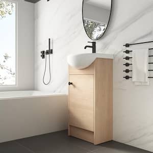 18 in. W x 15 in. D x 35 in. H Single Sink Freestanding Bath Vanity in Plain Light Oak with White Ceramic Sink Top
