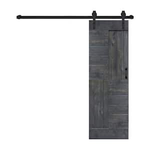 S Series 30 in. x 84 in. Carbon Gray Finished DIY Solid Wood Sliding Barn Door with Hardware Kit