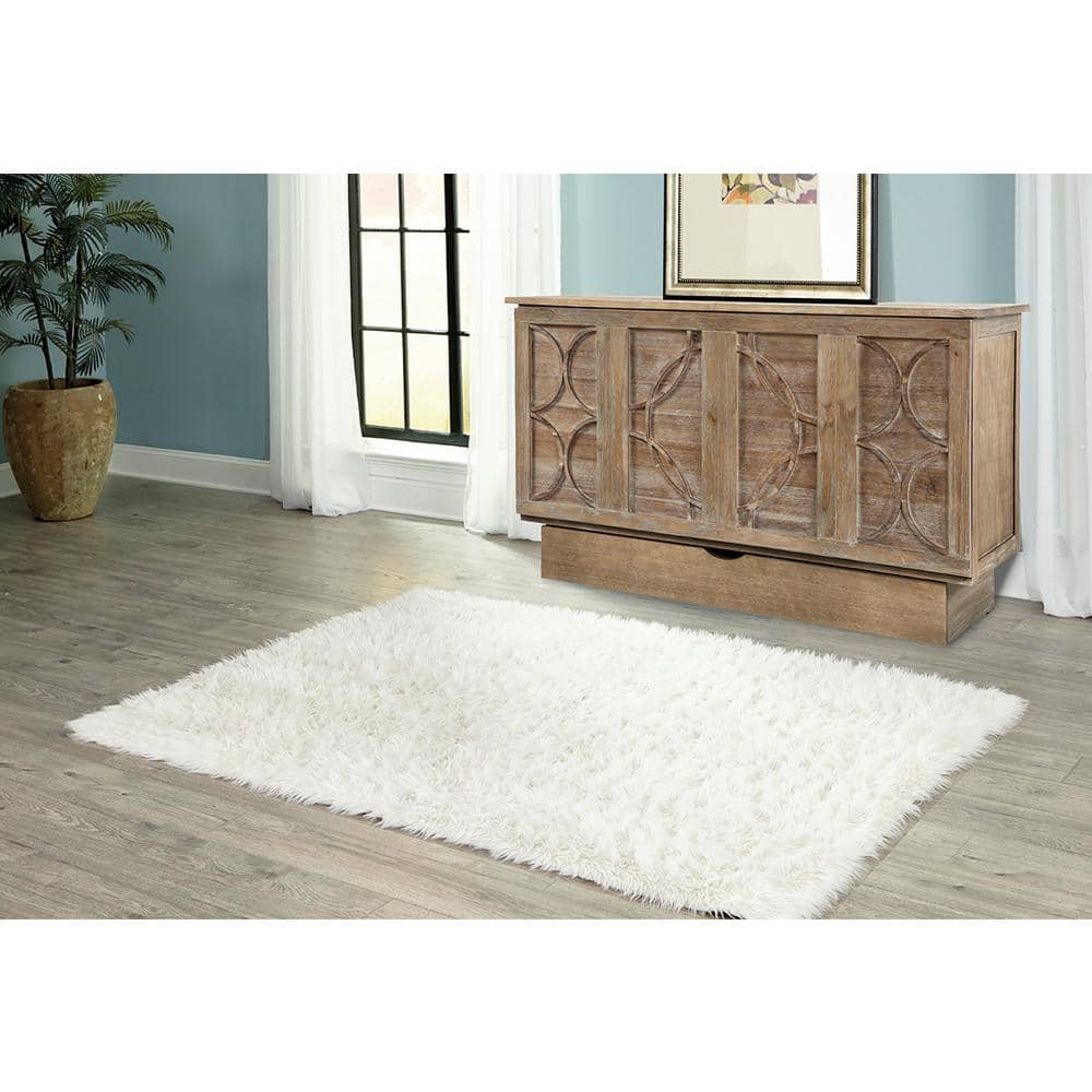 Queen Size Ash Wood Murphy Cabinet Bed with Drawer