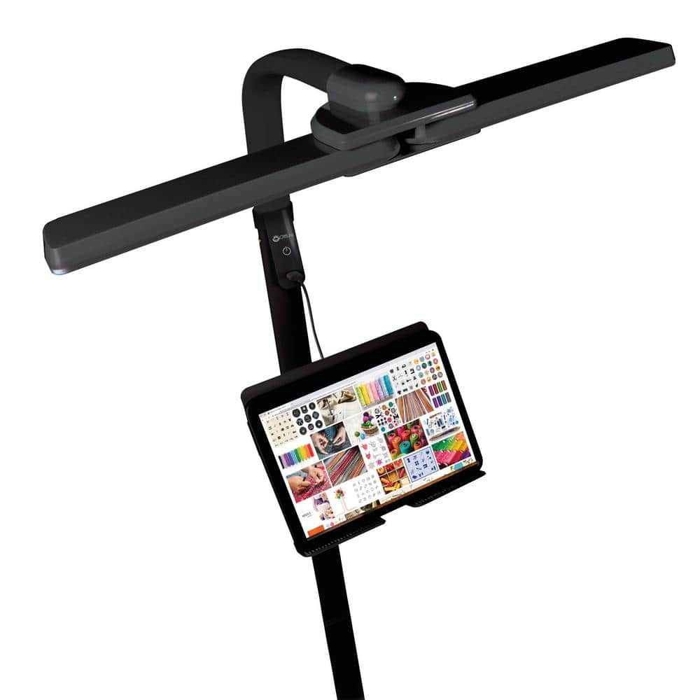 Black Adjustable LED Floor Lamp with USB Charging Port