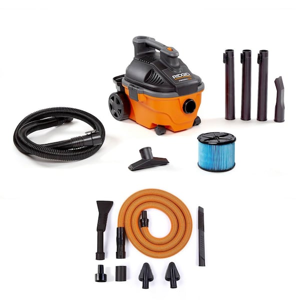 4 Gal. 5.0 Peak HP Portable Shop Vacuum WD4070 Wet Dry Vac with Fine Dust Filter, Accessories and Car Cleaning Kit