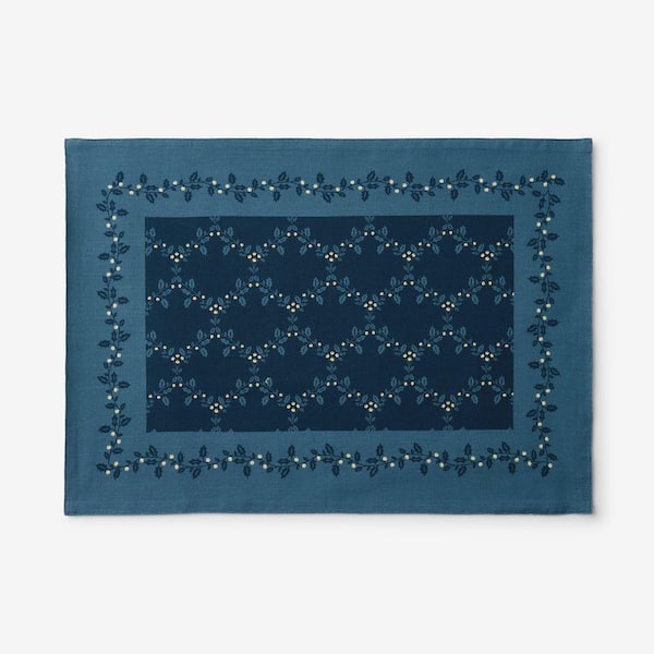 Company Cotton Reindeer 20 in. W x 14 in. H Blue Cotton Placemat Set of 4