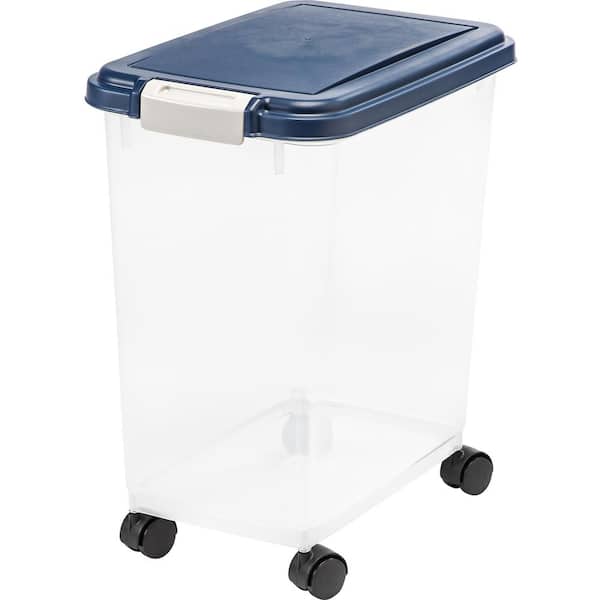 IRIS 33 Qt. Airtight Pet Food Storage in Navy 301034 - The Home Depot