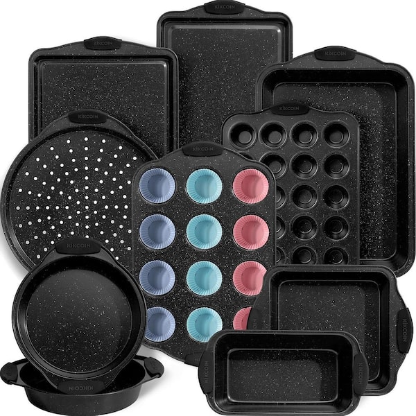 22-Pack Nonstick Baking Pans Set with Silicone Handles, 450°F Oven Safe, Easy Release, Black