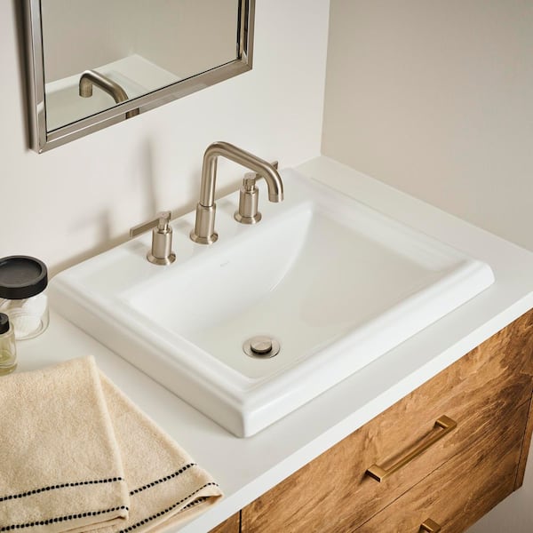 Kyros 23 in. x 18 in. Drop-in Bathroom Sink in White Porcelain