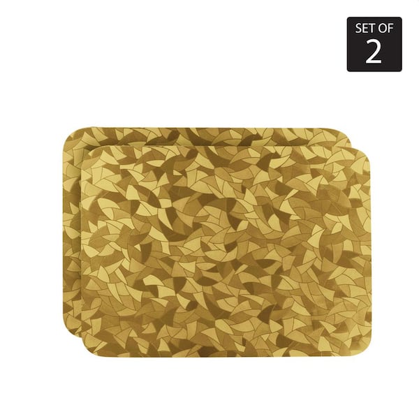 Dainty Home Metallic Leaf 18 in. x 12 in. Yellows / Golds Vinyl Placemats (Set of 2)