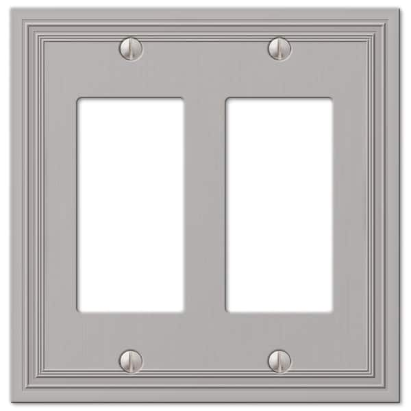 AMERELLE Hallcrest 2 Gang Rocker Metal Wall Plate - Satin Nickel