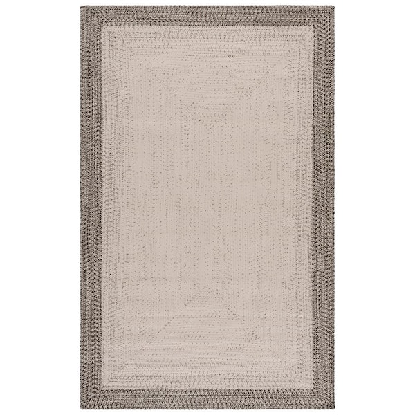 Braided 2 ft. x 3 ft. Ivory/Gray Border Gradient Washable Indoor/Outdoor Area Rug
