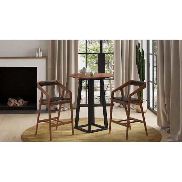 Cassandra 36 in. x 36 in. x 42 in. Brown Round Bar Table with Solid Wood