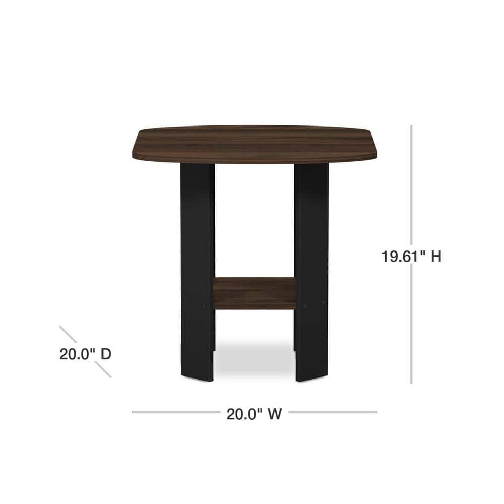 Columbia Walnut & Black Square Wooden End Table
