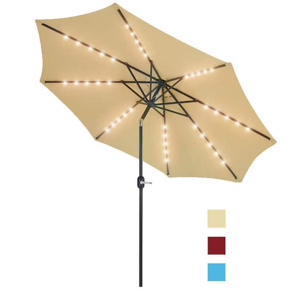 UPHA 10 ft.Steel Metal Market Crank and Tilt Patio Umbrella in Beige