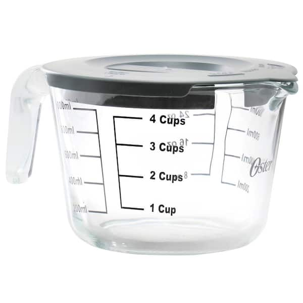 Oster Coolidge 4-Cup Clear Glass Measuring Cup with Snap on Lid