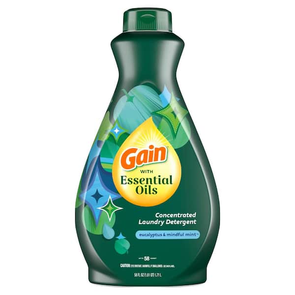 Gain 58 oz Essential Oils Eucalyptus & Mindful Mint Scent Concentrated Liquid Laundry Detergent (58 Loads)