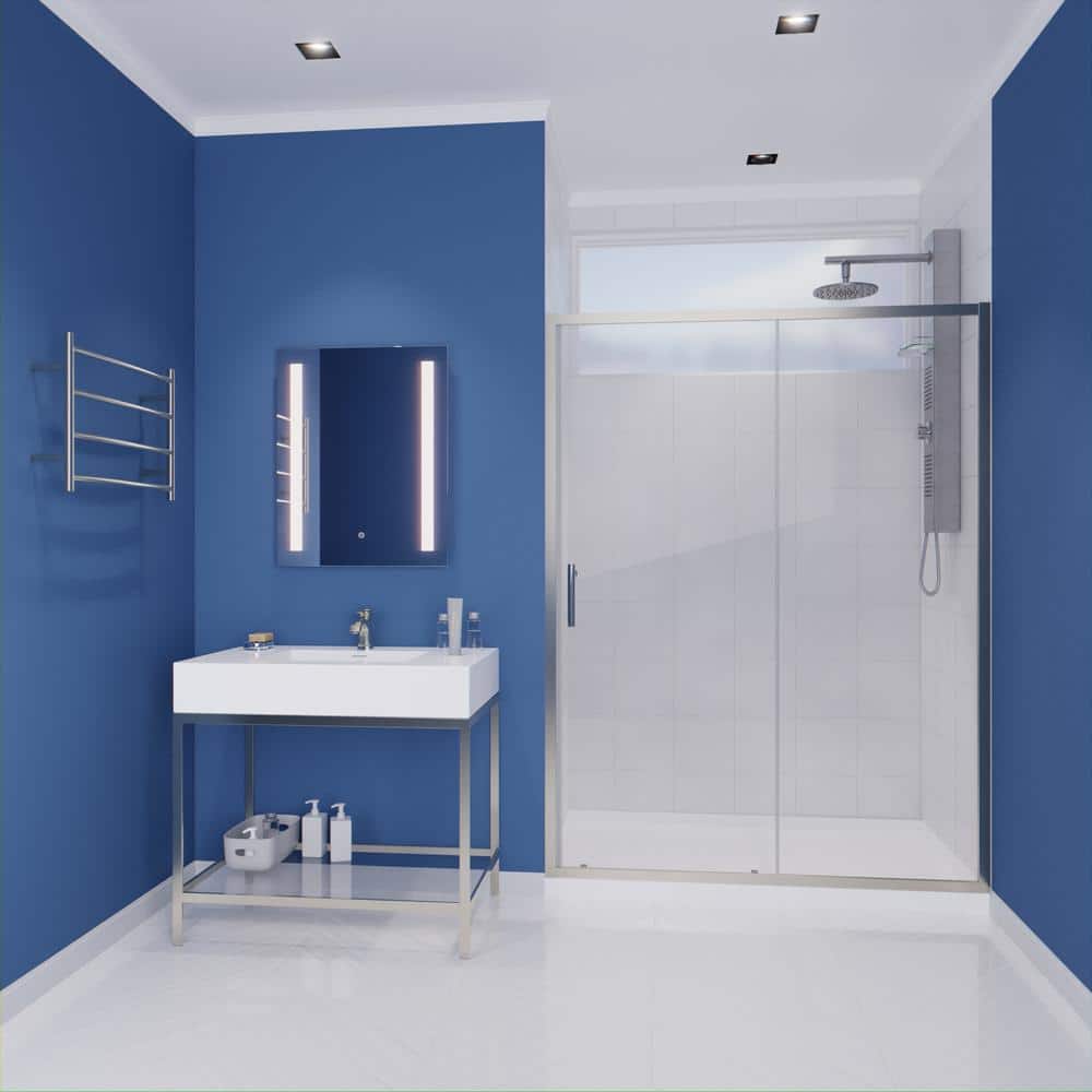 72" x 60" Brushed Nickel Framed Sliding Shower Door