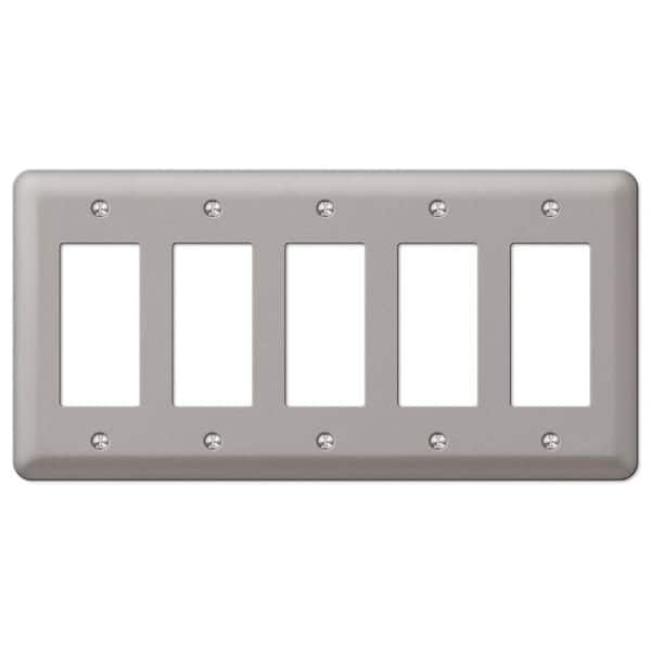 AMERELLE Declan 5 Gang Rocker Steel Wall Plate - Pewter