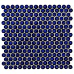 Hudson Penny Round Blue Eye 12 in. x 12-5/8 in. x 5 mm Porcelain Mosaic Tile (10.74 sq. ft. / case)