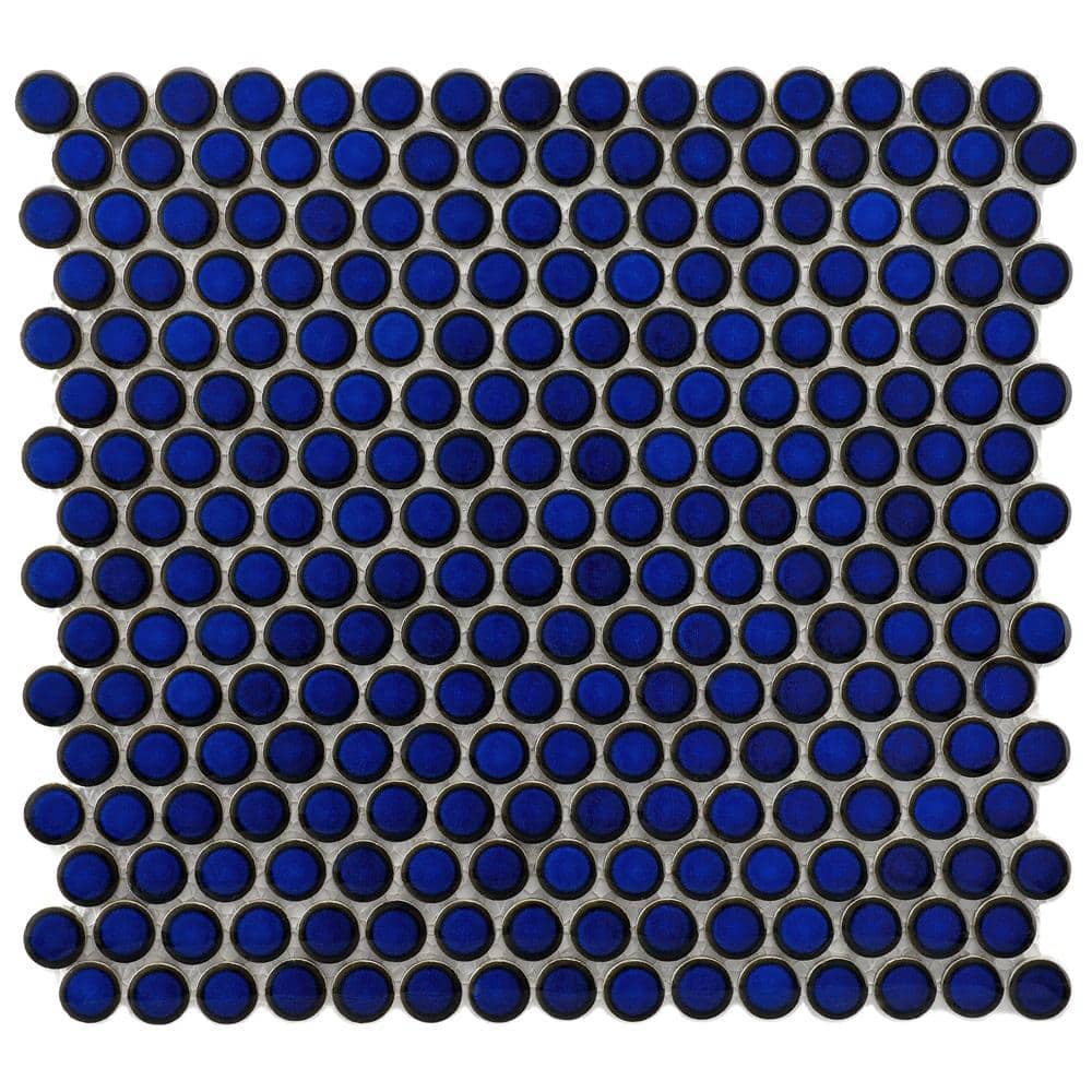 Hudson Penny Round Blue Eye 6 in. x 6 in. Porcelain Mosaic Take Home Tile Sample price history on PriceWatchPro