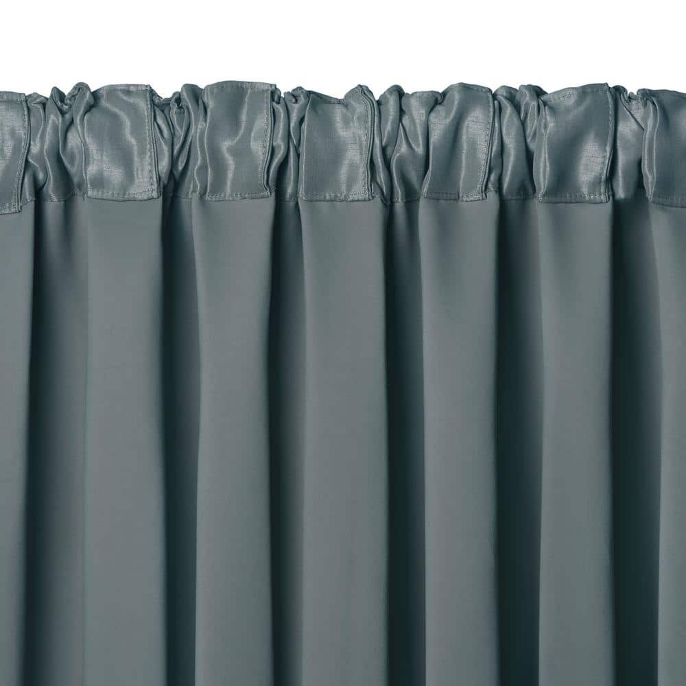Dusty Blue Polyester Waterfall Rod Pocket Window Valance, 52" x 36"
