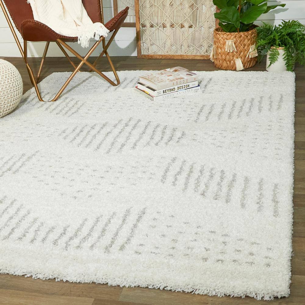 Gray Synthetic Shag Rectangular Kids' Rug 5' x 7'