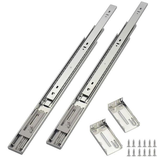 22 in. Zinc-Plated Steel Side Mount Soft-Close Heavy Duty Full Extension Ball Bearing Drawer Slides 1 Pair