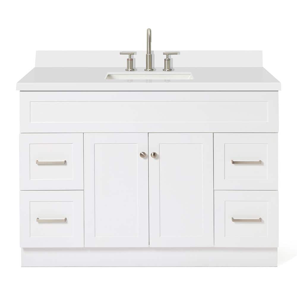 White 49" Freestanding Single Basin Vanity with Quartz Top