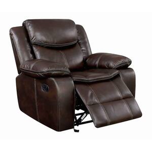 Brown Large Padded Armed Leatherette Glider Recliner Chair