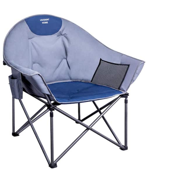 maocao hoom Gray Metal Folding Patio Camping Chair with Carrying Bag
