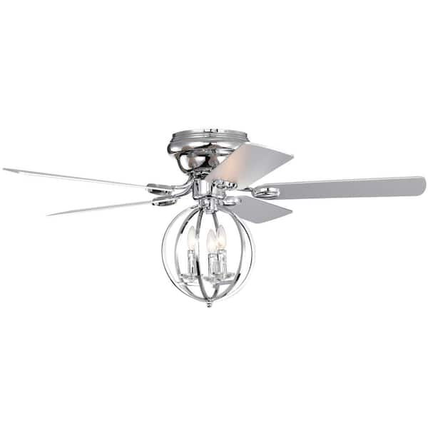 HKMGT 52 in. Indoor Chrome Ceiling Fan with Oval Lampshade, 2-Color-Option Blades and Remote Included