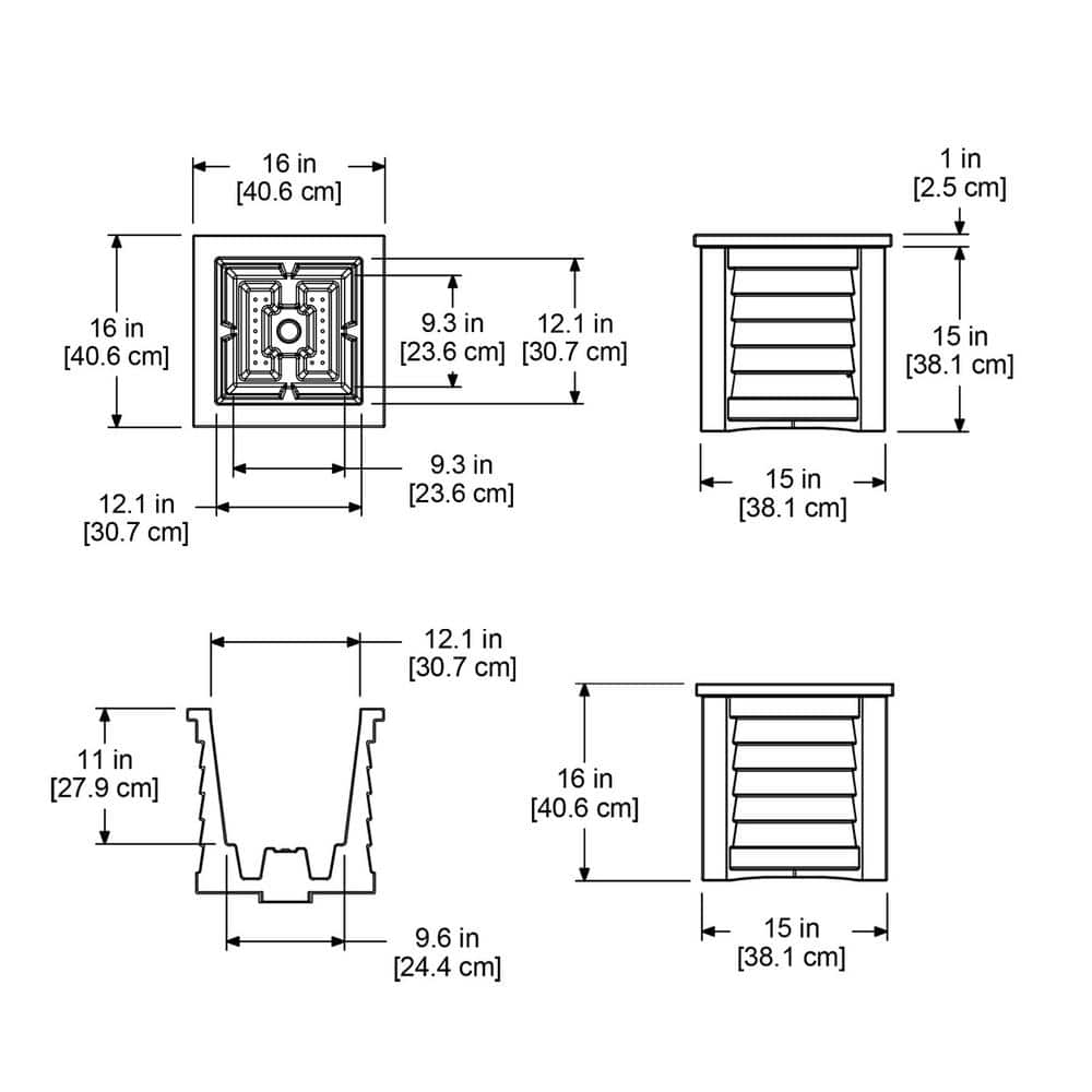 Espresso Square Resin Self-Watering Planter with Sub-Irrigation