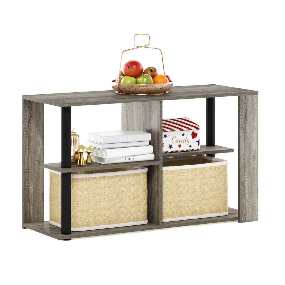 French Oak & Black Rectangular Coffee Table with Storage