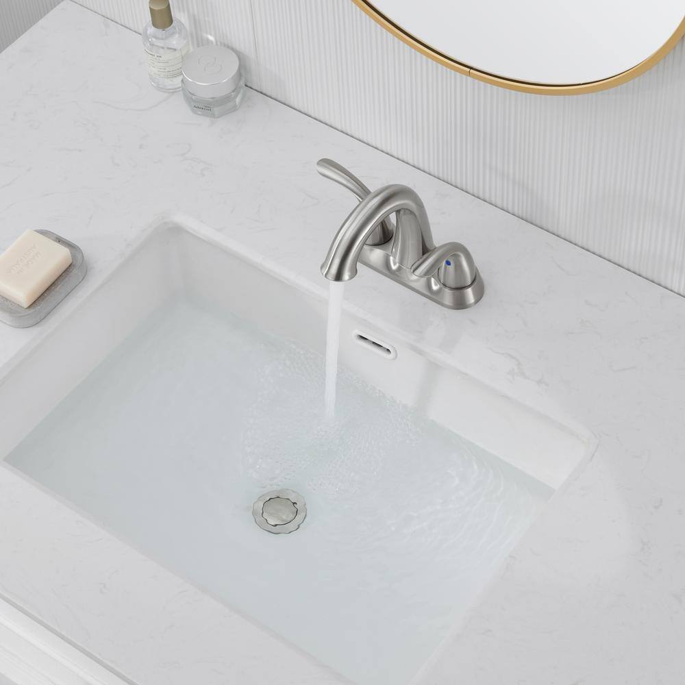 Brushed Nickel 2-Handle Centerset Bathroom Faucet with Pop-Up Drain