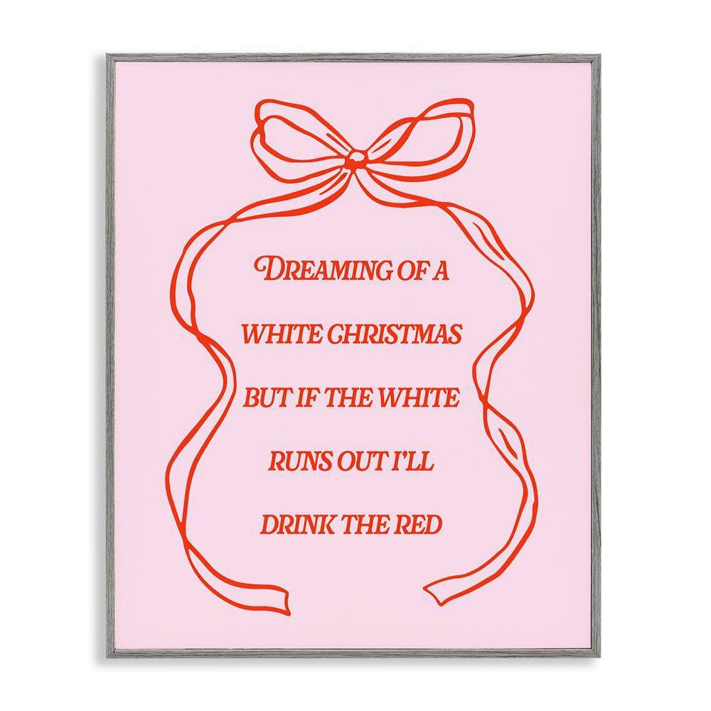 White and Red Christmas Wine by House of Lulu Gray Framed Typography Giclee Art Print 14 in. x 11 in. price history on PriceWatchPro