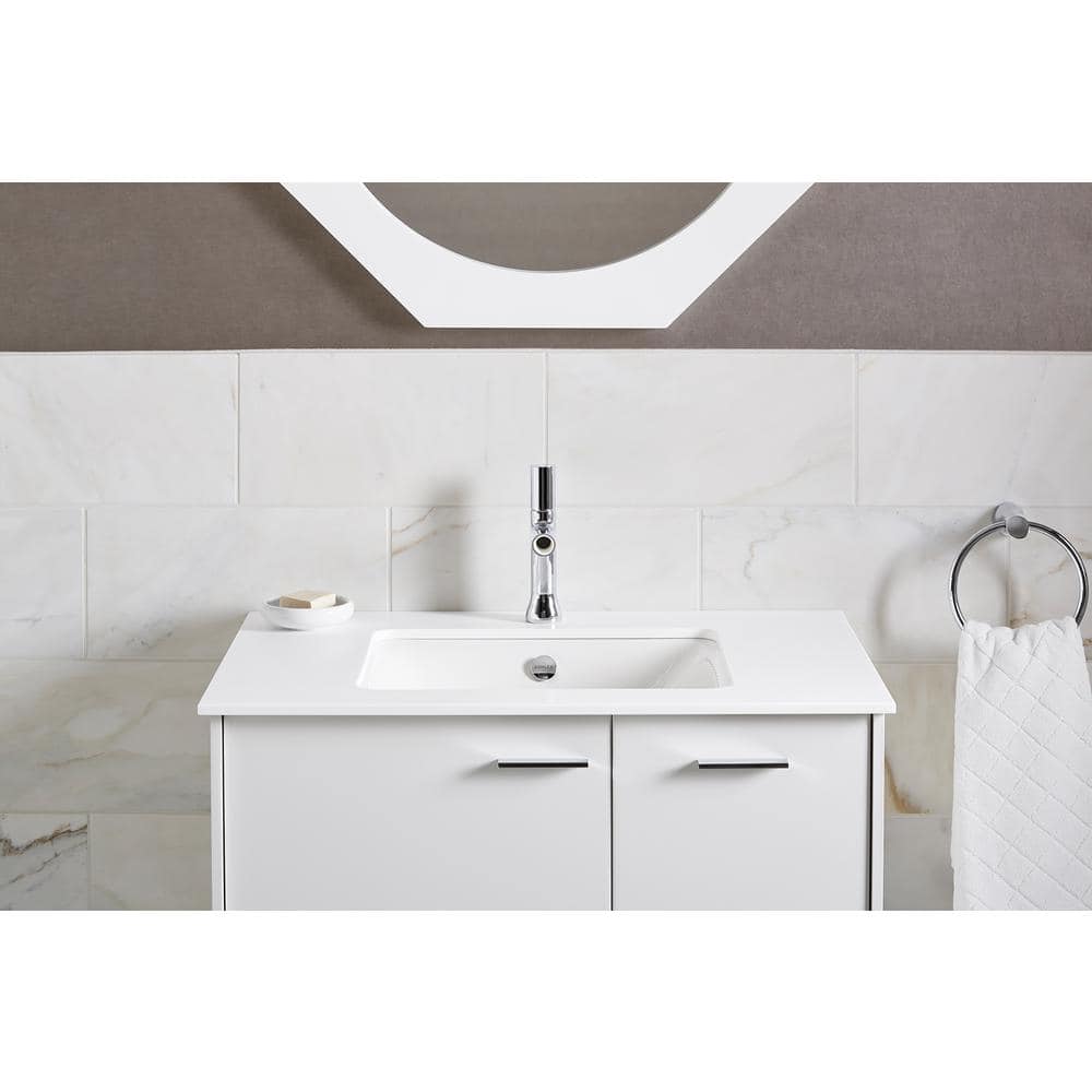 KOHLER Iron Plains Drop-In/Under-Mounted Cast Iron Bathroom Sink in White with Overflow KOHLER Iron Plains Drop-In/Under-Mounted Cast Iron Bathroom Sink in White with Overflow