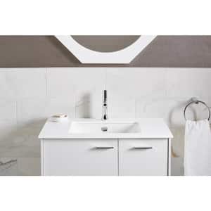 Iron Plains 18" Square Drop-in/Undermount Cast Iron Bathroom Sink in White with Overflow