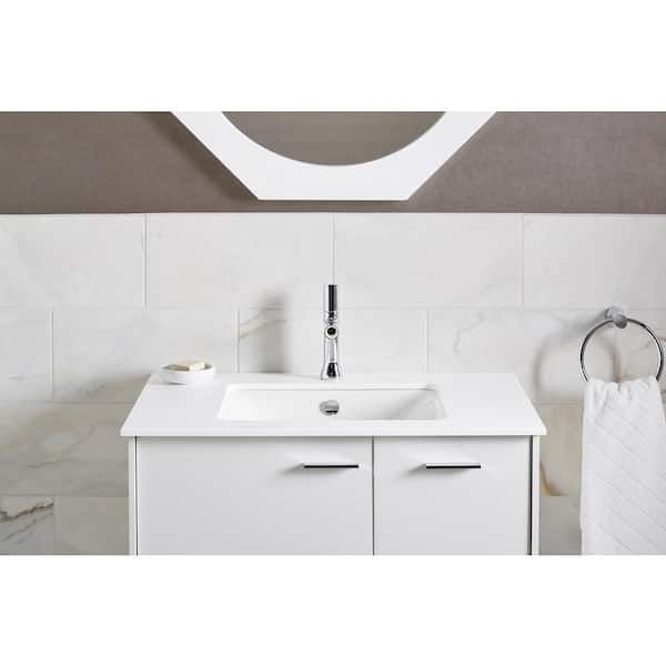 Iron Plains 18 in. Square Drop-in Cast Iron Bathroom Sink in White with Overflow