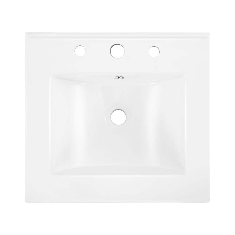 White Ceramic 20" Rectangular Single Sink Basin Vanity Top