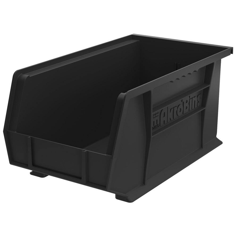 30240 Plastic Storage Organizer Bins, 15 in. x 8 in. x 7 in. Black, 12-pack