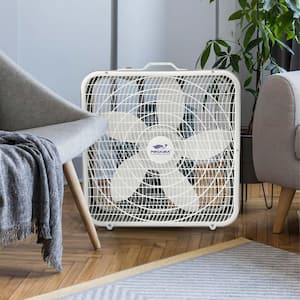 20 in Box Fan in White with 3 Speed Control and Carry Handle