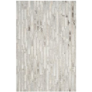 Studio Leather Ivory Gray 5 ft. x 8 ft. Abstract Geometric Area Rug
